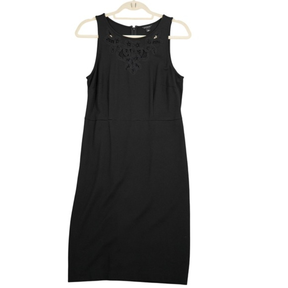 Ann Taylor Sheath Dress Womens 8‎ Black Lace Cutout Sleeveless Knee Length